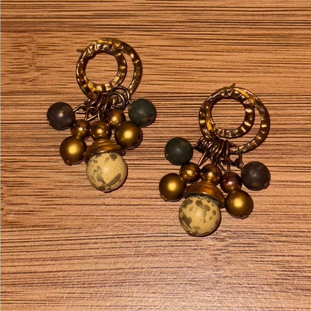 August Max Gold and Cream Cluster Earrings